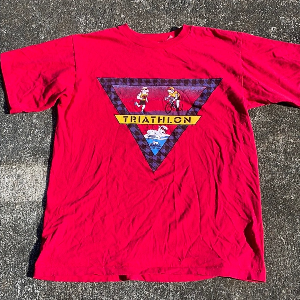 Vintage Woolrich triathlon red T-shirt medium